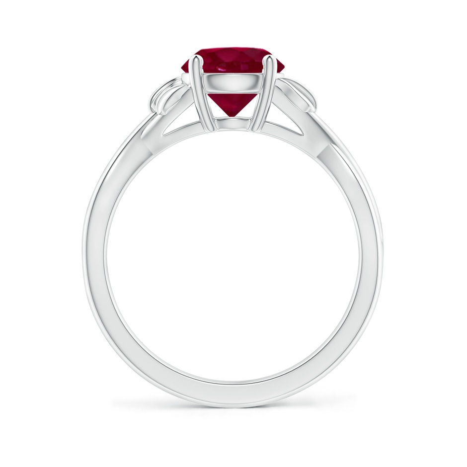 7mm A Nature Inspired Ruby Crossover Ring with Leaf Motifs in P950 Platinum side 199