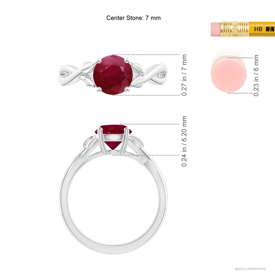 7mm A Nature Inspired Ruby Crossover Ring with Leaf Motifs in P950 Platinum ruler