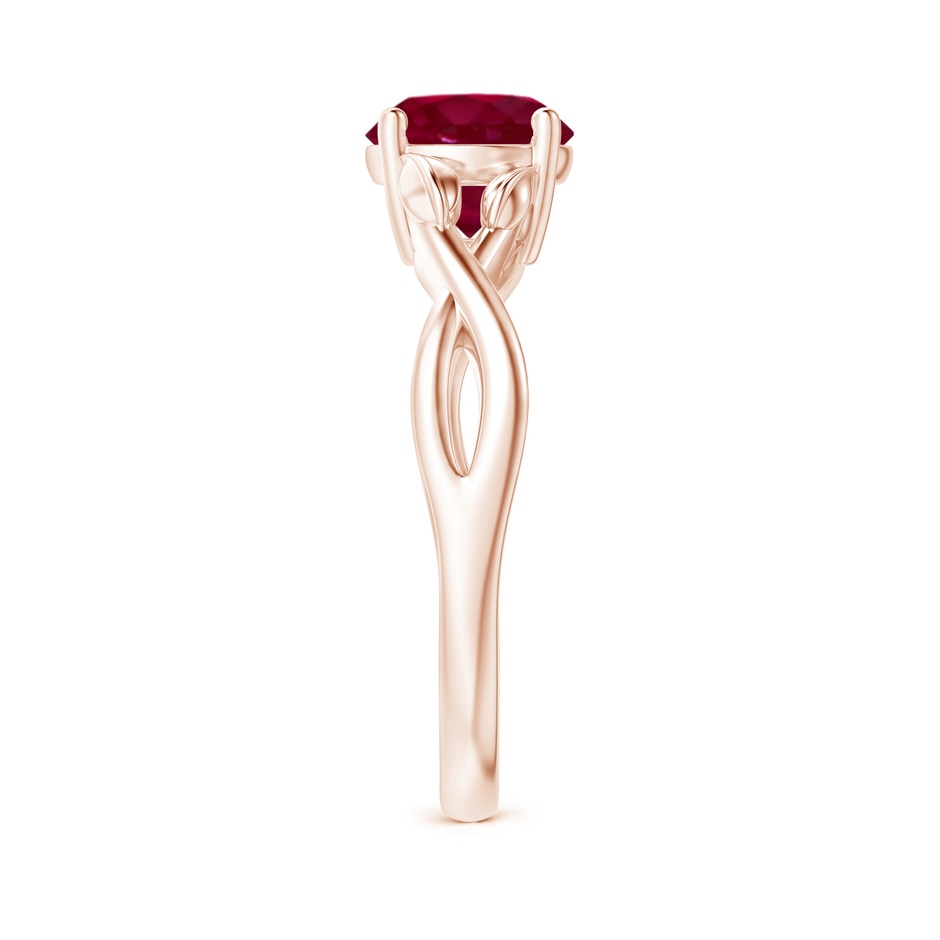7mm A Nature Inspired Ruby Crossover Ring with Leaf Motifs in Rose Gold side 299