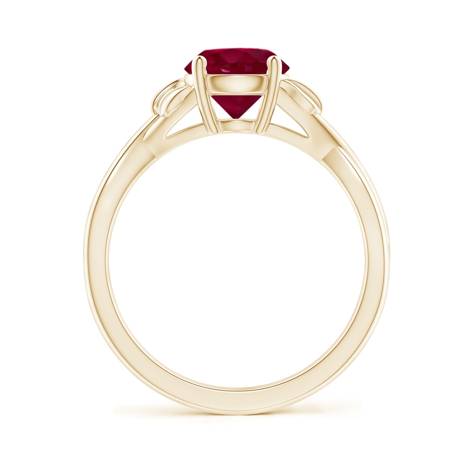 7mm A Nature Inspired Ruby Crossover Ring with Leaf Motifs in Yellow Gold side 199