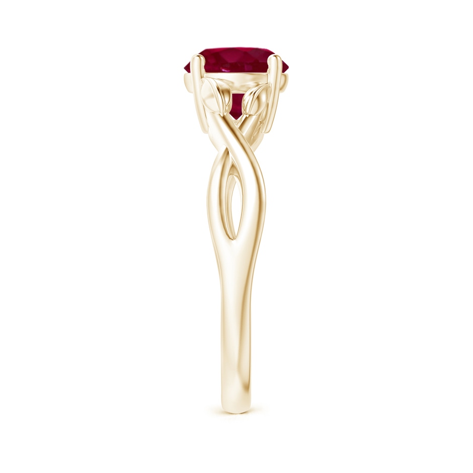 7mm A Nature Inspired Ruby Crossover Ring with Leaf Motifs in Yellow Gold side 299