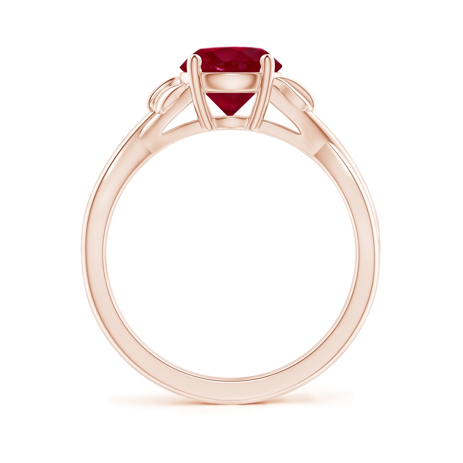 7mm AA Nature Inspired Ruby Crossover Ring with Leaf Motifs in Rose Gold side 199