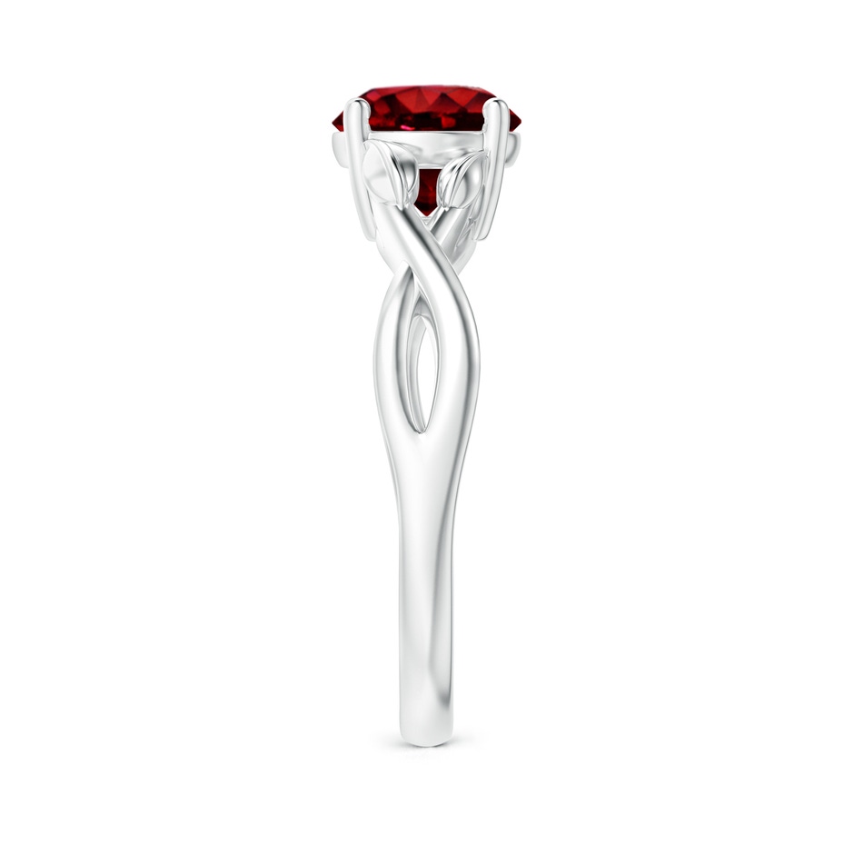 7mm AAAA Nature Inspired Ruby Crossover Ring with Leaf Motifs in P950 Platinum side 299