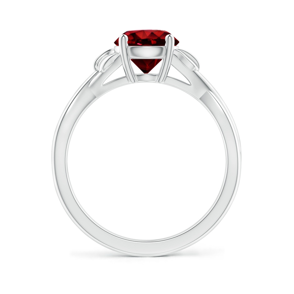 7mm AAAA Nature Inspired Ruby Crossover Ring with Leaf Motifs in White Gold side 199