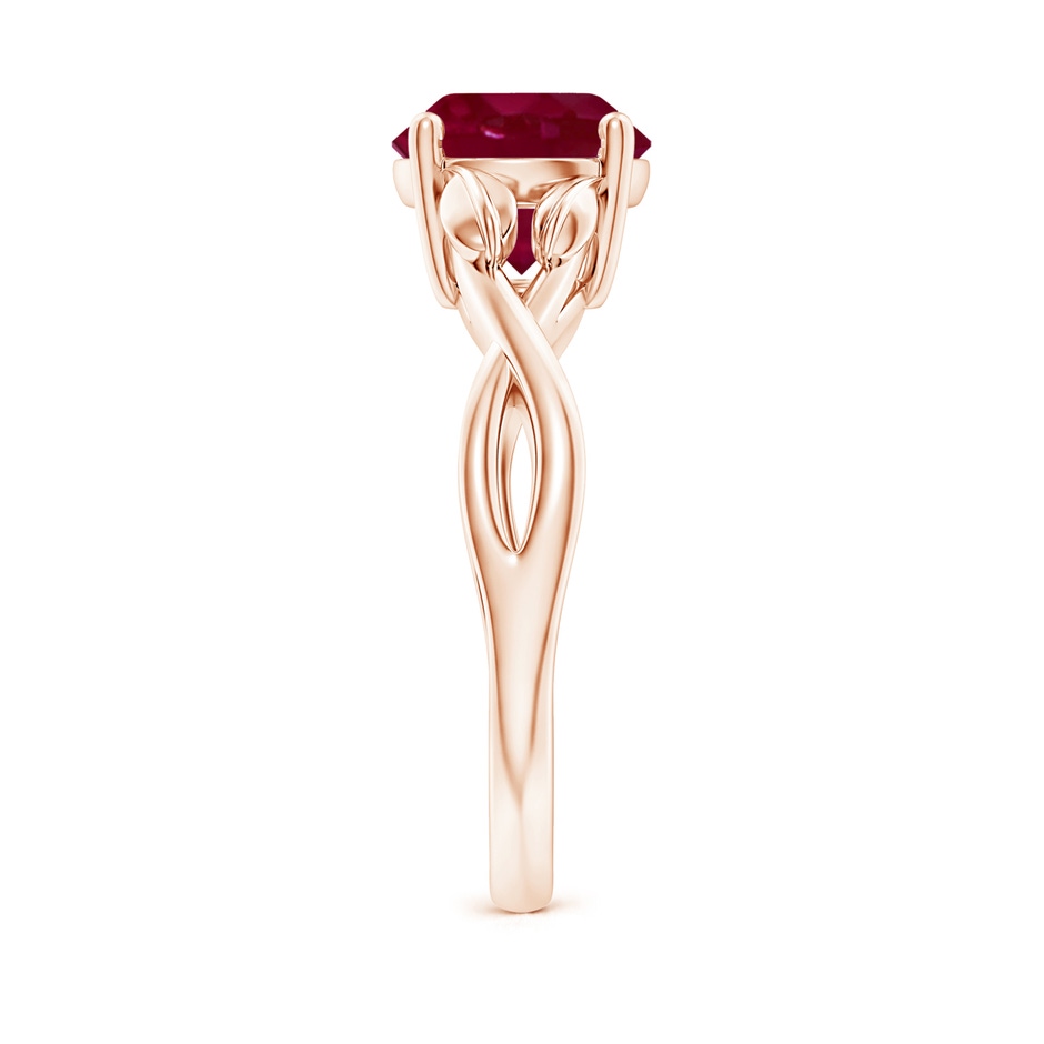 8mm A Nature Inspired Ruby Crossover Ring with Leaf Motifs in Rose Gold side 299