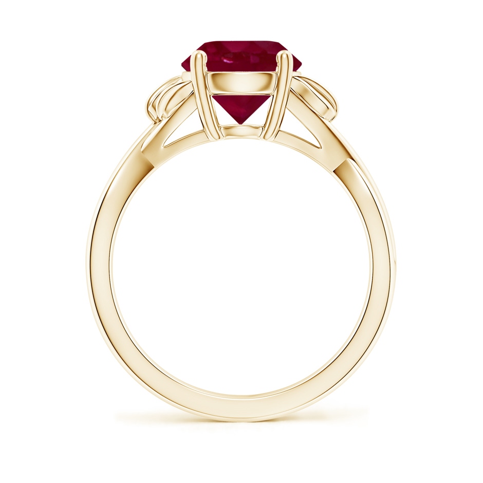 8mm A Nature Inspired Ruby Crossover Ring with Leaf Motifs in Yellow Gold side 199