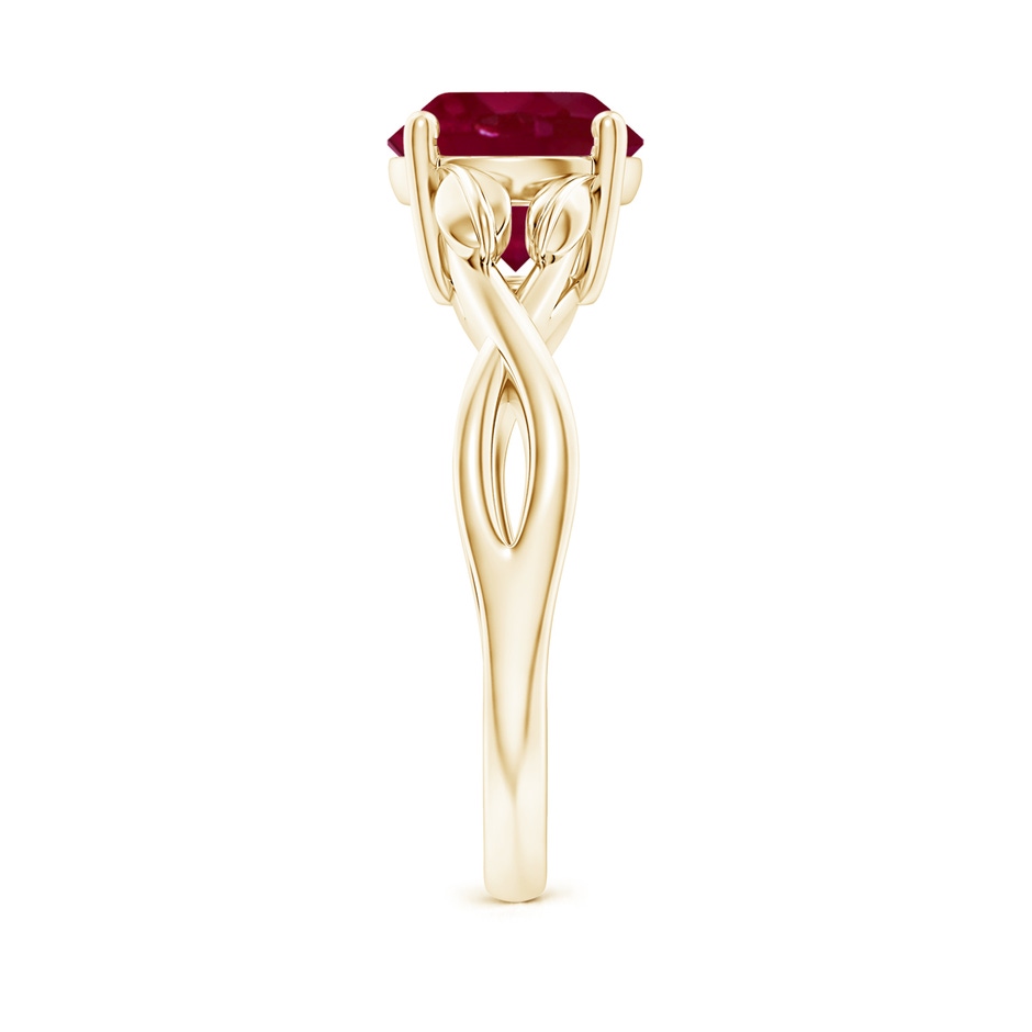 8mm A Nature Inspired Ruby Crossover Ring with Leaf Motifs in Yellow Gold side 299