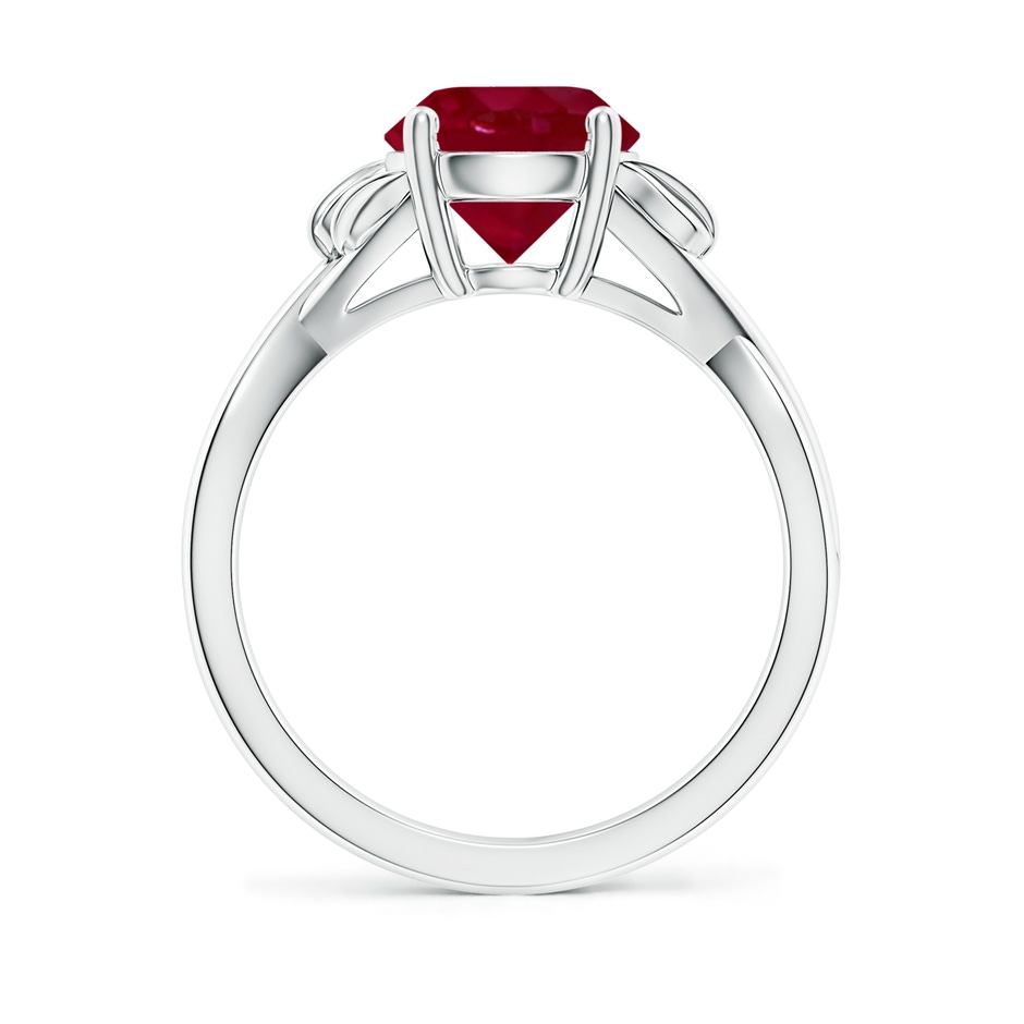 8mm AA Nature Inspired Ruby Crossover Ring with Leaf Motifs in White Gold side 199
