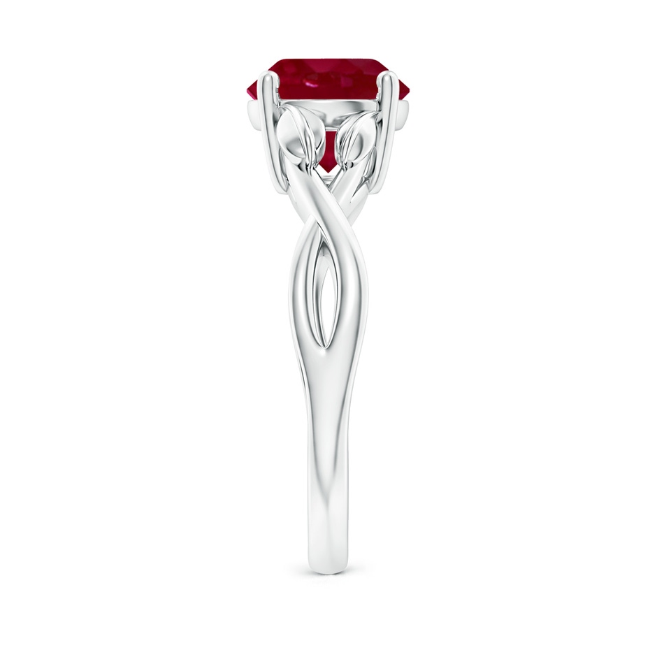 8mm AA Nature Inspired Ruby Crossover Ring with Leaf Motifs in White Gold side 299