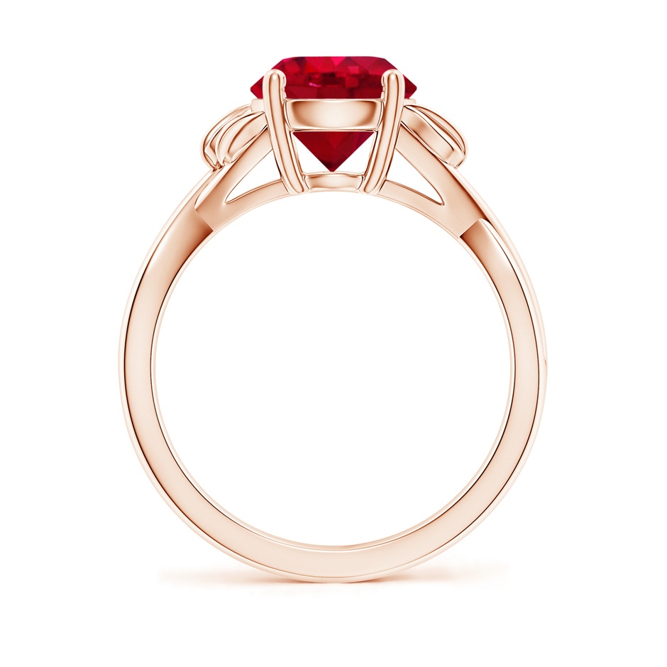 8mm AAA Nature Inspired Ruby Crossover Ring with Leaf Motifs in Rose Gold side 199