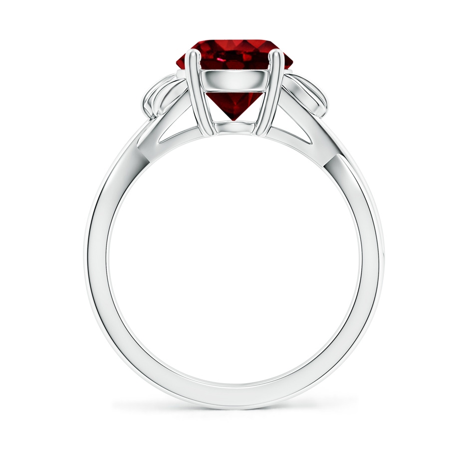 8mm AAAA Nature Inspired Ruby Crossover Ring with Leaf Motifs in P950 Platinum side 199