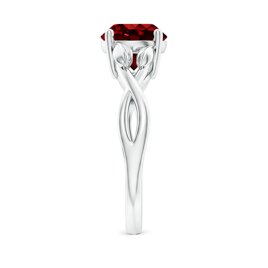 8mm AAAA Nature Inspired Ruby Crossover Ring with Leaf Motifs in P950 Platinum side 299