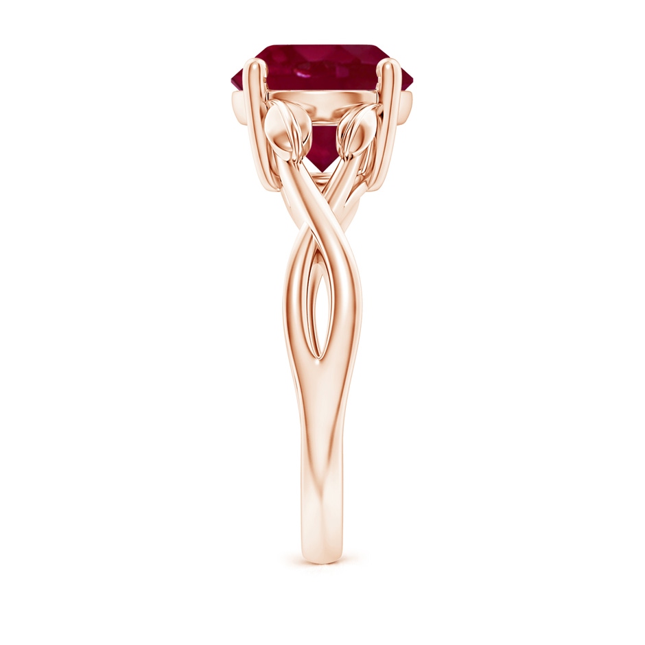 9mm A Nature Inspired Ruby Crossover Ring with Leaf Motifs in Rose Gold side 299