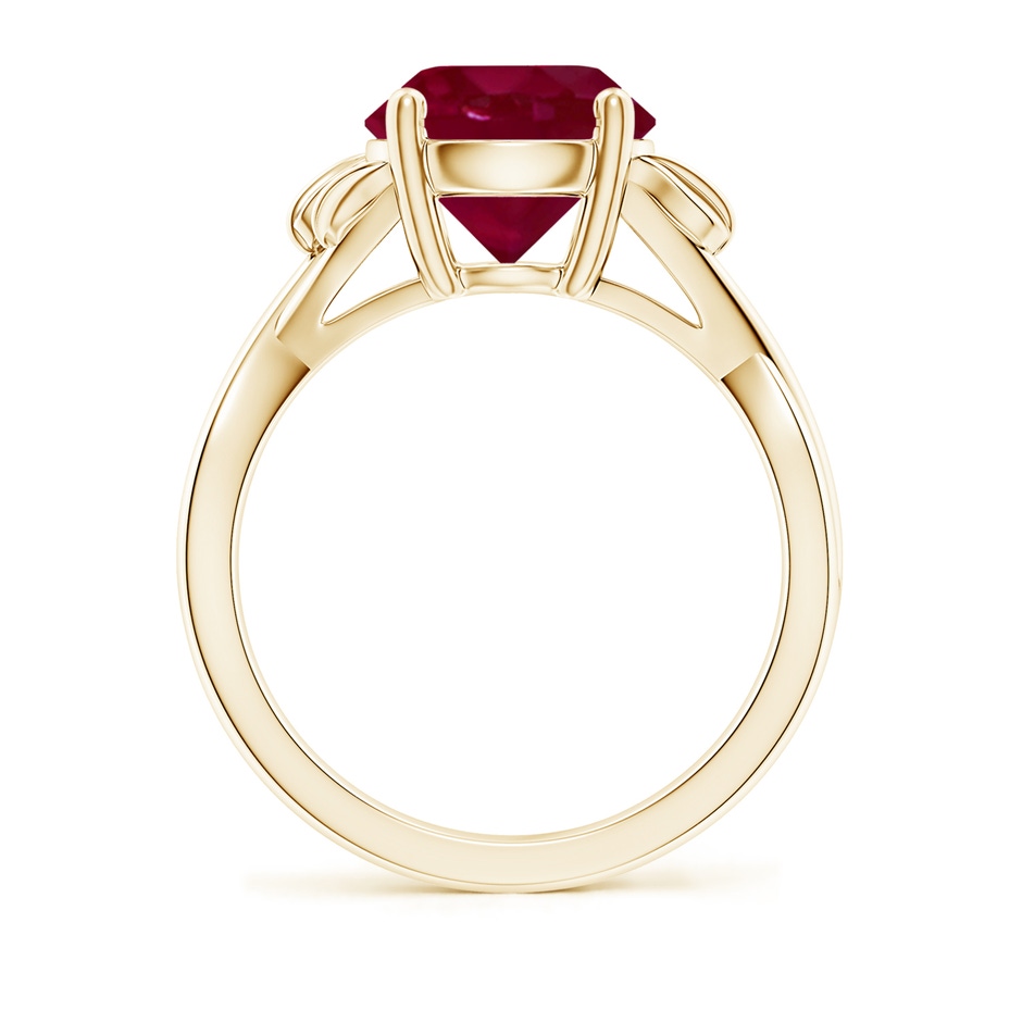 9mm A Nature Inspired Ruby Crossover Ring with Leaf Motifs in Yellow Gold side 199