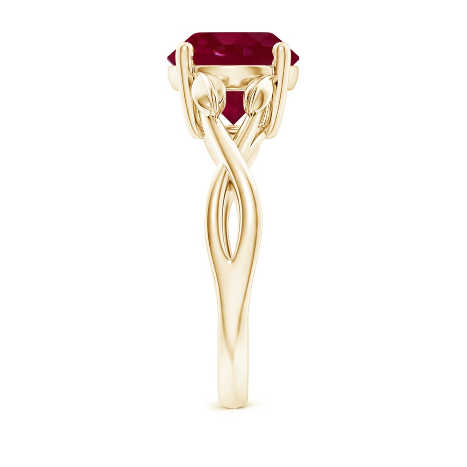 9mm A Nature Inspired Ruby Crossover Ring with Leaf Motifs in Yellow Gold side 299