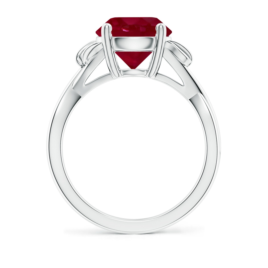 9mm AA Nature Inspired Ruby Crossover Ring with Leaf Motifs in P950 Platinum side 199