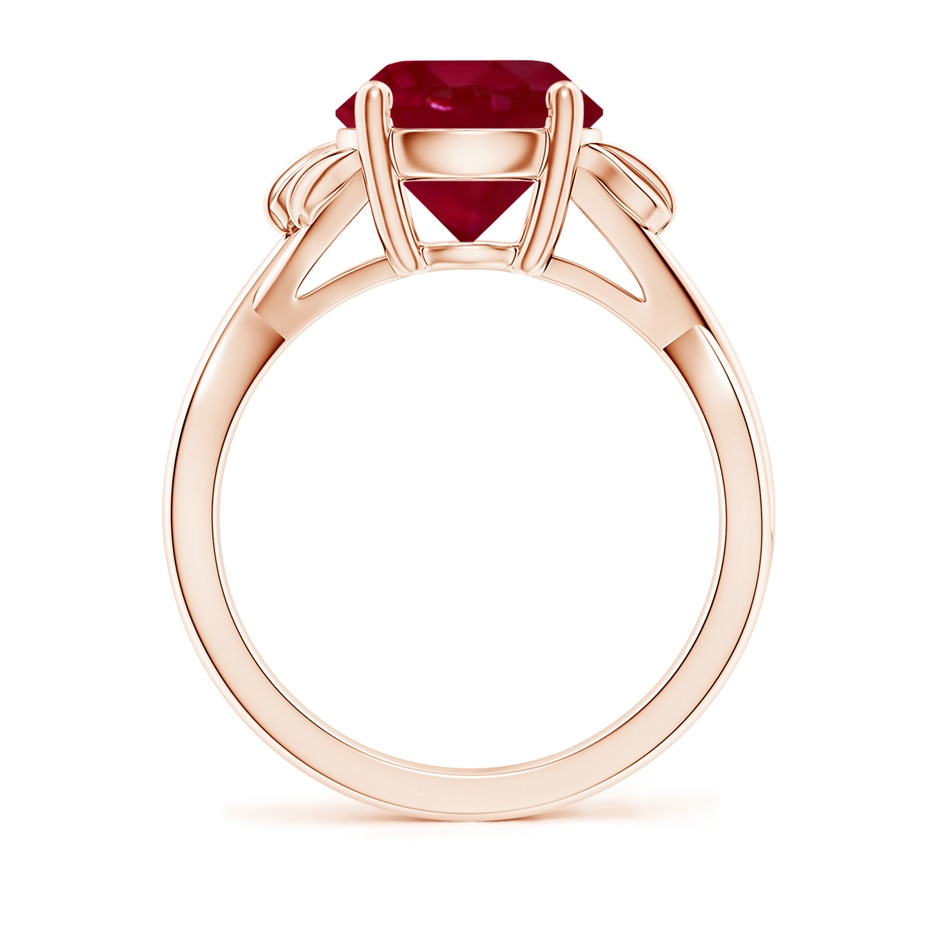9mm AA Nature Inspired Ruby Crossover Ring with Leaf Motifs in Rose Gold side 199
