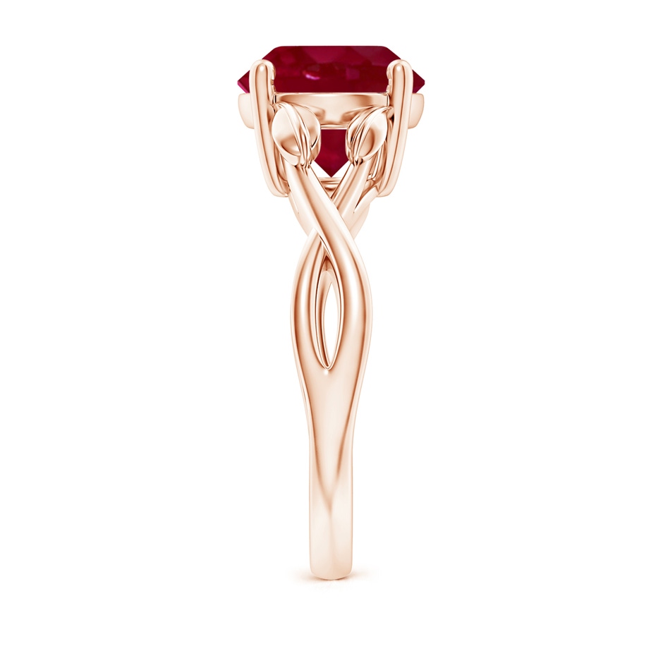 9mm AA Nature Inspired Ruby Crossover Ring with Leaf Motifs in Rose Gold side 299