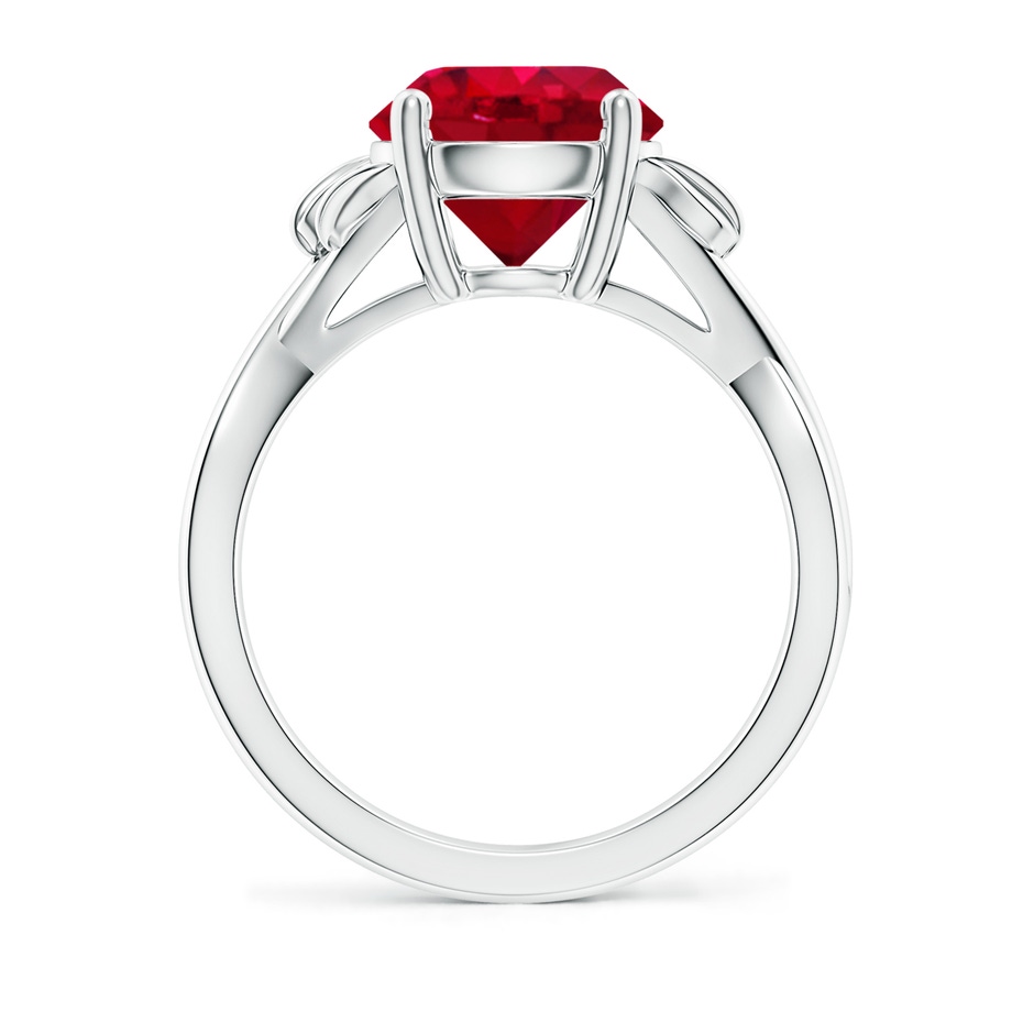 9mm AAA Nature Inspired Ruby Crossover Ring with Leaf Motifs in P950 Platinum side 199