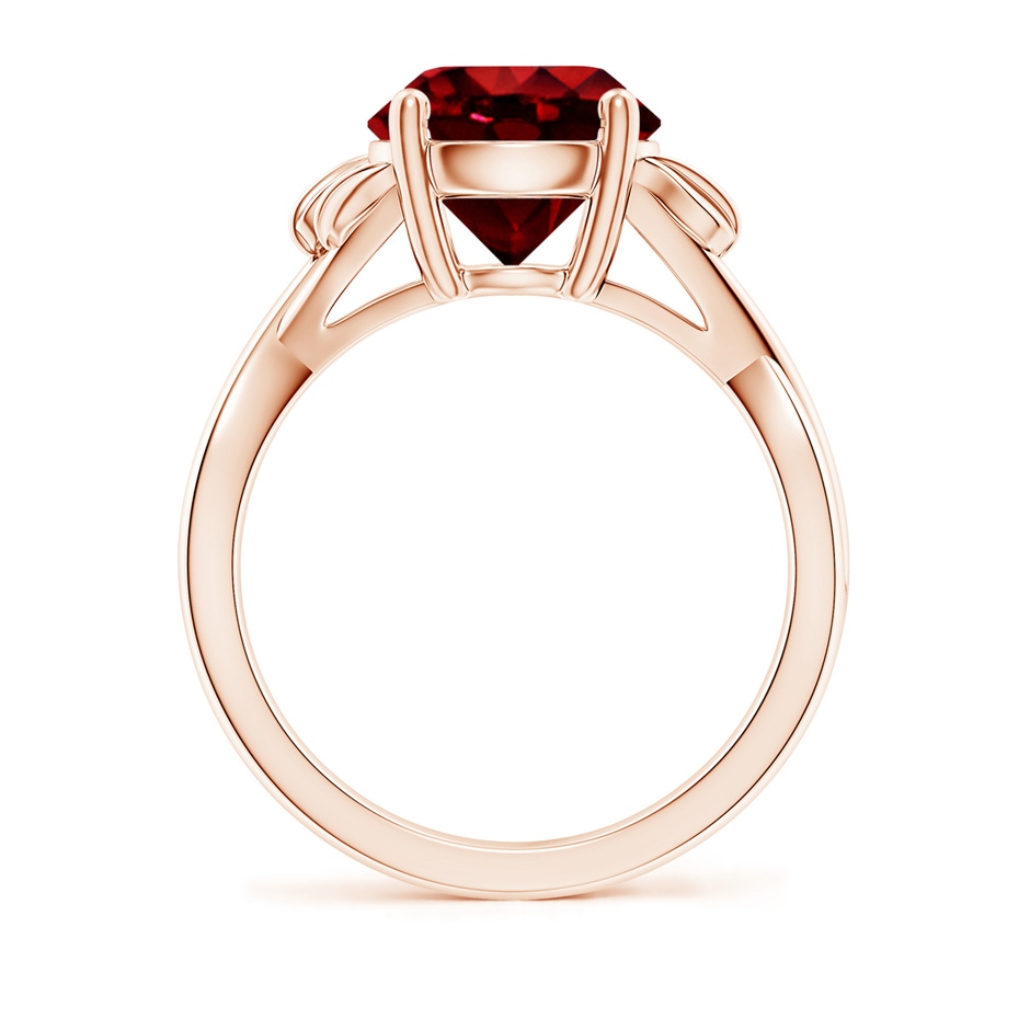 9mm AAAA Nature Inspired Ruby Crossover Ring with Leaf Motifs in Rose Gold side 199