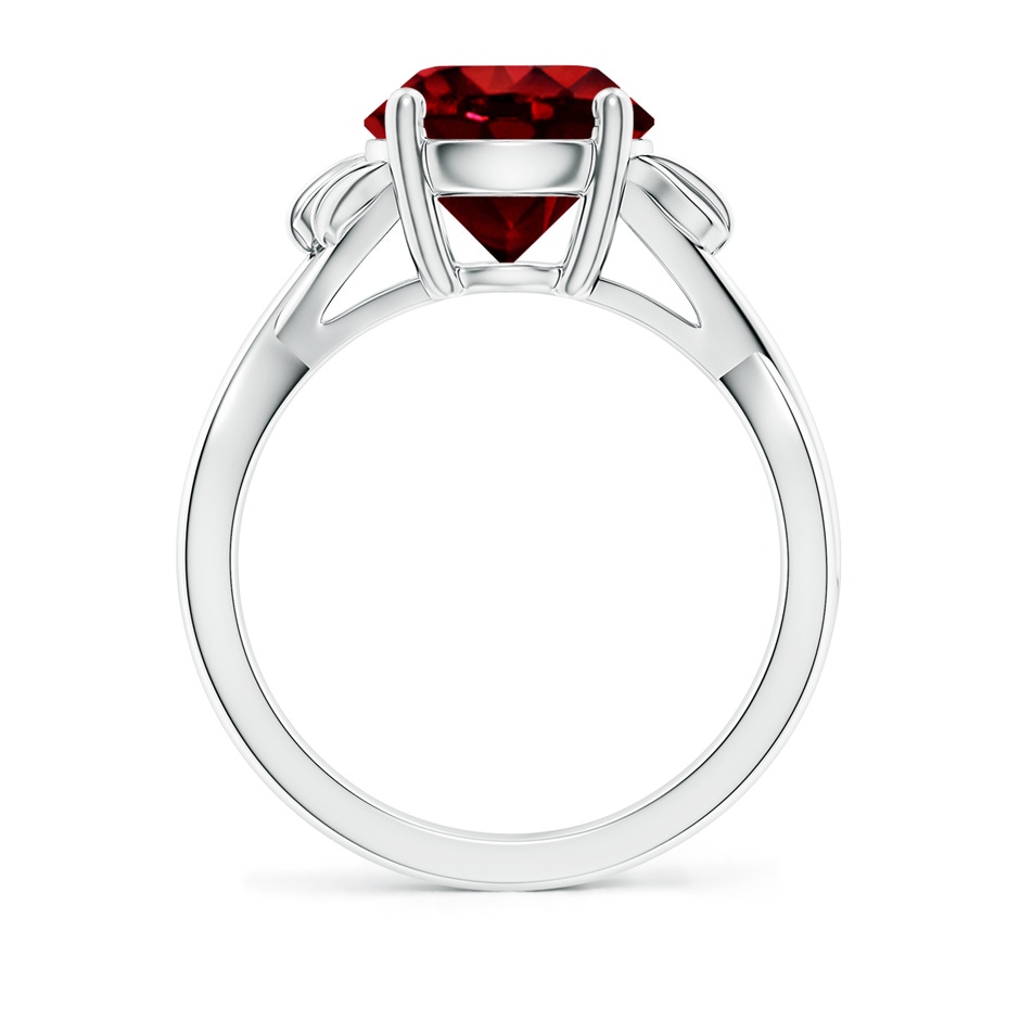 9mm AAAA Nature Inspired Ruby Crossover Ring with Leaf Motifs in White Gold side 199
