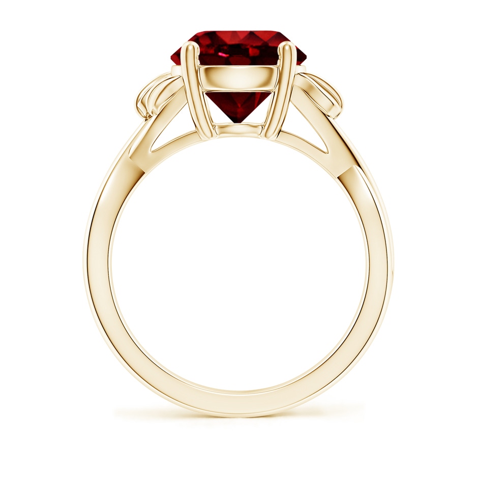 9mm AAAA Nature Inspired Ruby Crossover Ring with Leaf Motifs in Yellow Gold side 199
