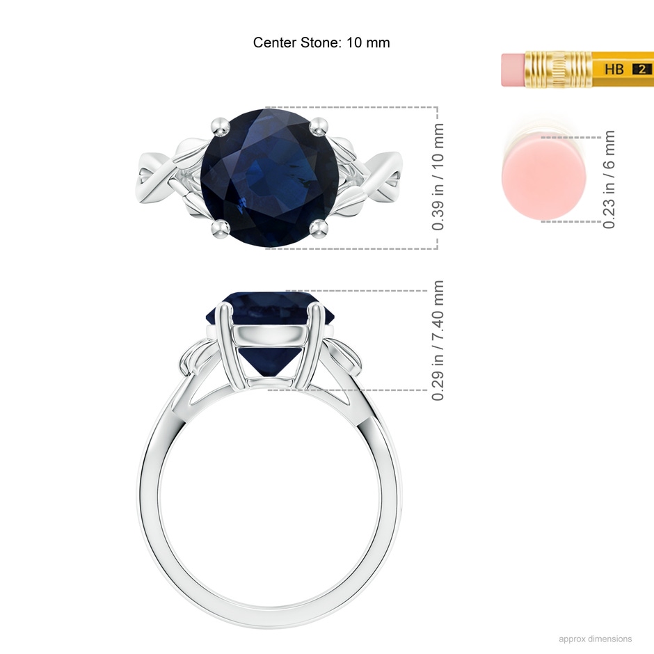 10mm A Nature Inspired Blue Sapphire Crossover Ring with Leaf Motifs in P950 Platinum ruler