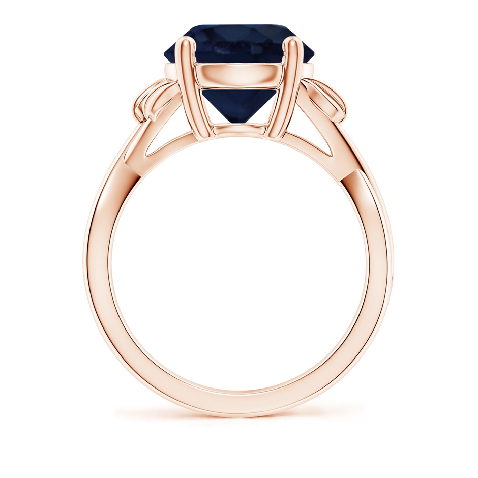 10mm A Nature Inspired Blue Sapphire Crossover Ring with Leaf Motifs in Rose Gold side 199