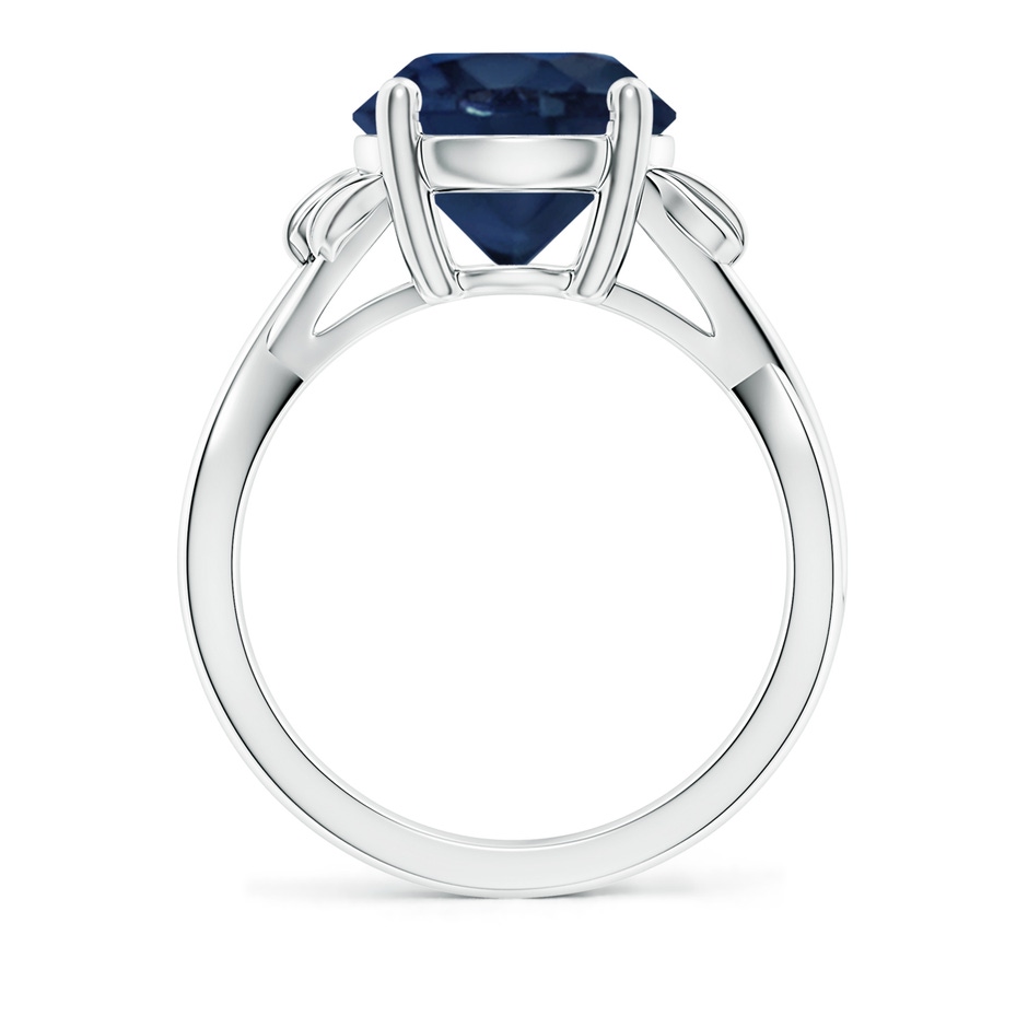 10mm AA Nature Inspired Blue Sapphire Crossover Ring with Leaf Motifs in P950 Platinum side 199