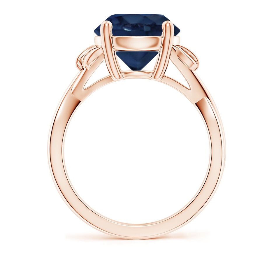 10mm AA Nature Inspired Blue Sapphire Crossover Ring with Leaf Motifs in Rose Gold side 199