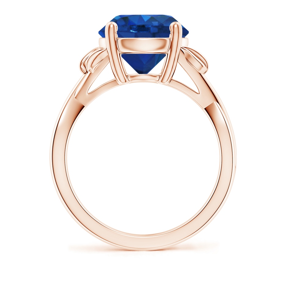 10mm AAA Nature Inspired Blue Sapphire Crossover Ring with Leaf Motifs in Rose Gold side 199
