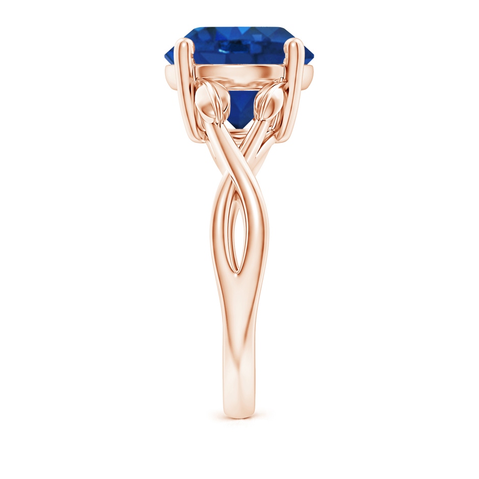 10mm AAA Nature Inspired Blue Sapphire Crossover Ring with Leaf Motifs in Rose Gold side 299