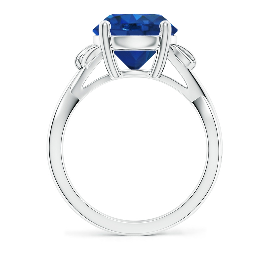 10mm AAA Nature Inspired Blue Sapphire Crossover Ring with Leaf Motifs in White Gold side 199