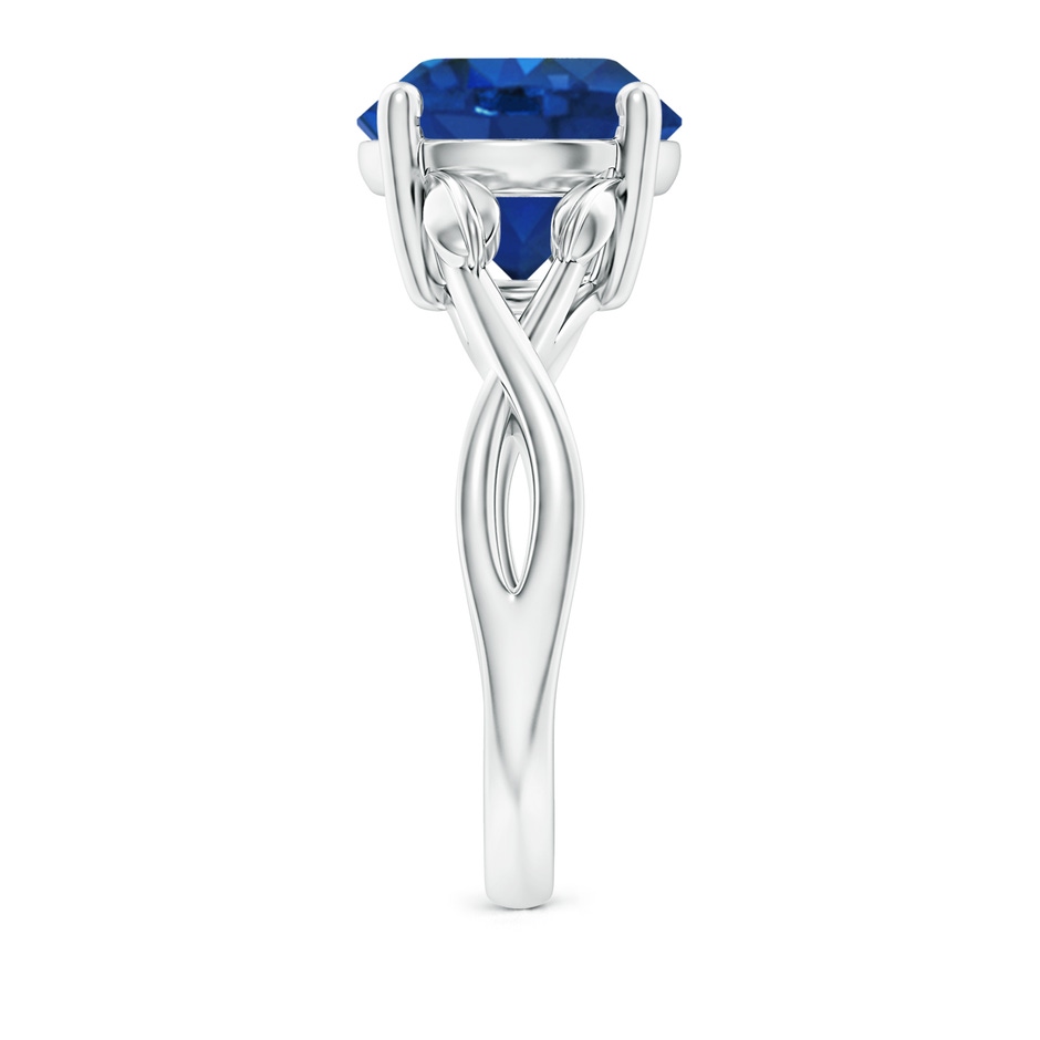 10mm AAA Nature Inspired Blue Sapphire Crossover Ring with Leaf Motifs in White Gold side 299