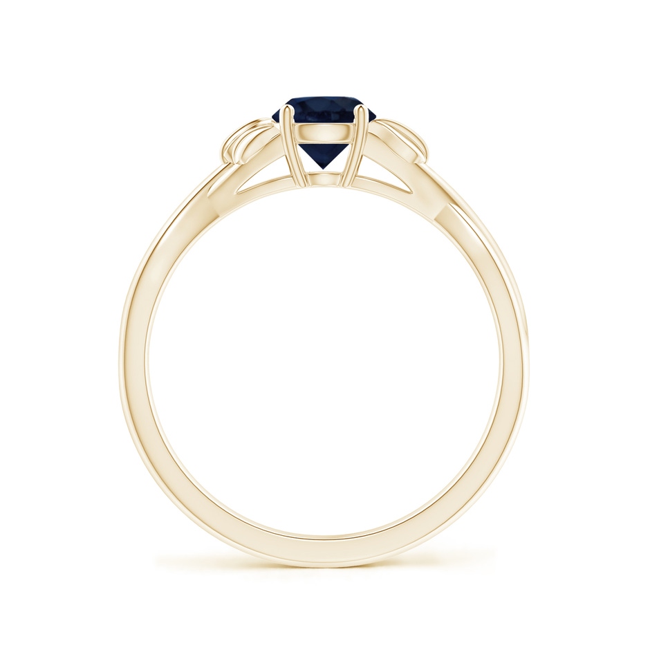 5mm A Nature Inspired Blue Sapphire Crossover Ring with Leaf Motifs in 10K Yellow Gold side 199