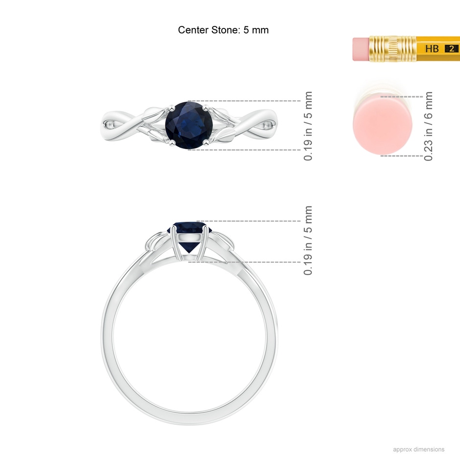 5mm A Nature Inspired Blue Sapphire Crossover Ring with Leaf Motifs in P950 Platinum ruler