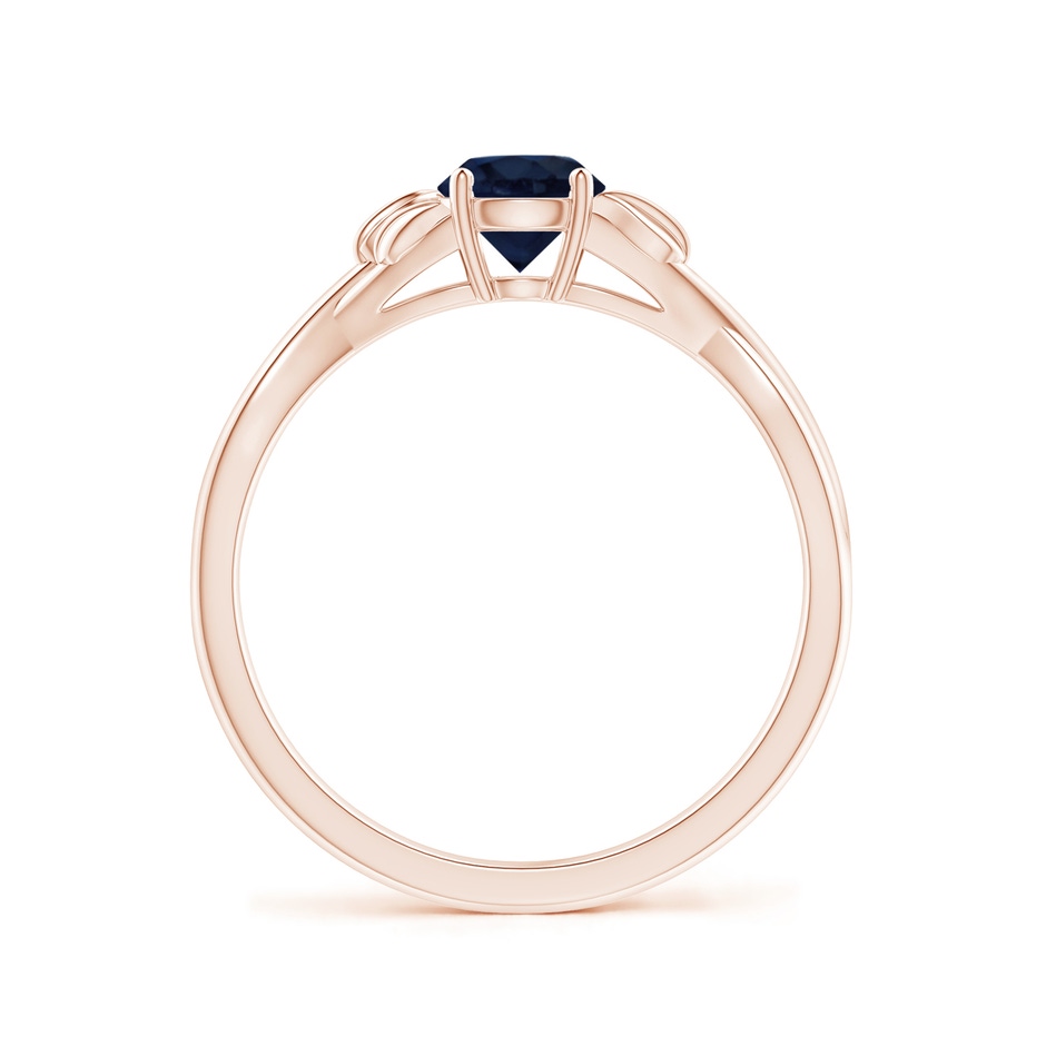 5mm A Nature Inspired Blue Sapphire Crossover Ring with Leaf Motifs in Rose Gold side 199