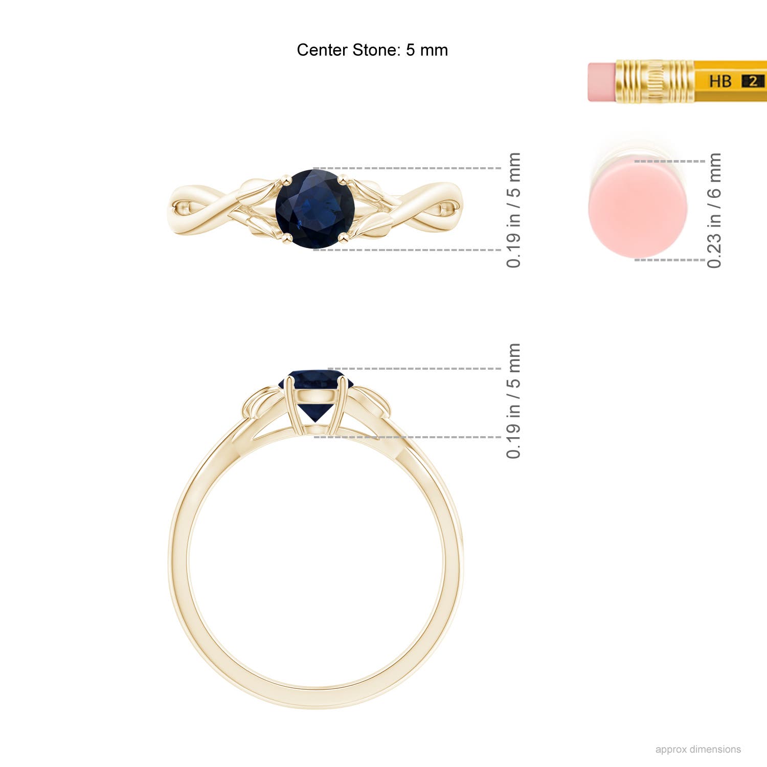 A - Blue Sapphire / 0.6 CT / 14 KT Yellow Gold