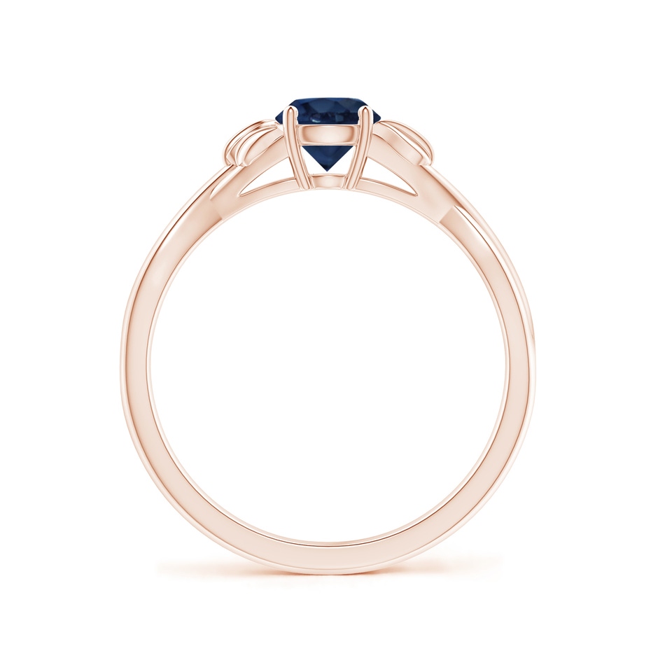 5mm AA Nature Inspired Blue Sapphire Crossover Ring with Leaf Motifs in Rose Gold side 199