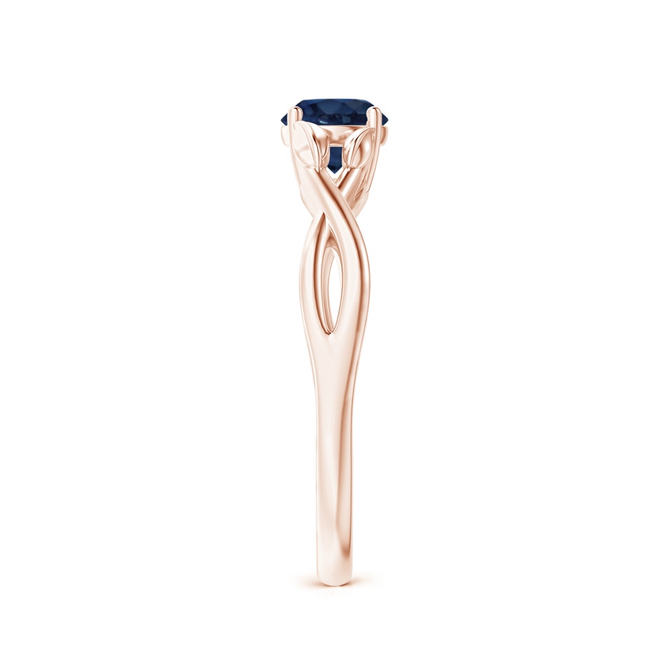 5mm AA Nature Inspired Blue Sapphire Crossover Ring with Leaf Motifs in Rose Gold side 299