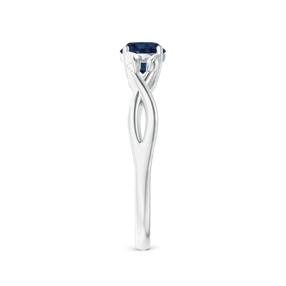 5mm AA Nature Inspired Blue Sapphire Crossover Ring with Leaf Motifs in White Gold side 299
