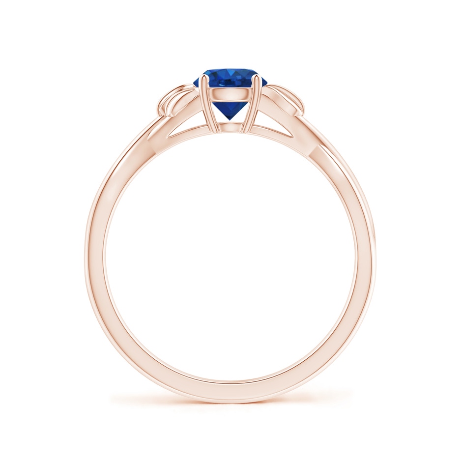 5mm AAA Nature Inspired Blue Sapphire Crossover Ring with Leaf Motifs in Rose Gold side 199