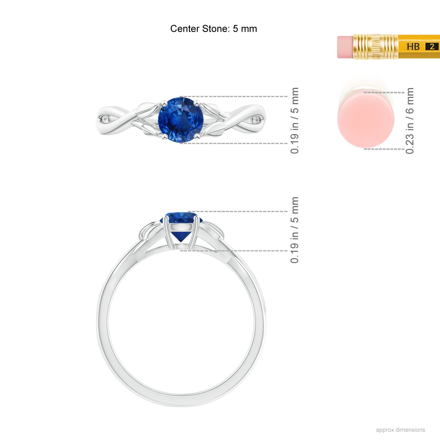 AAA - Blue Sapphire / 0.6 CT / 14 KT White Gold