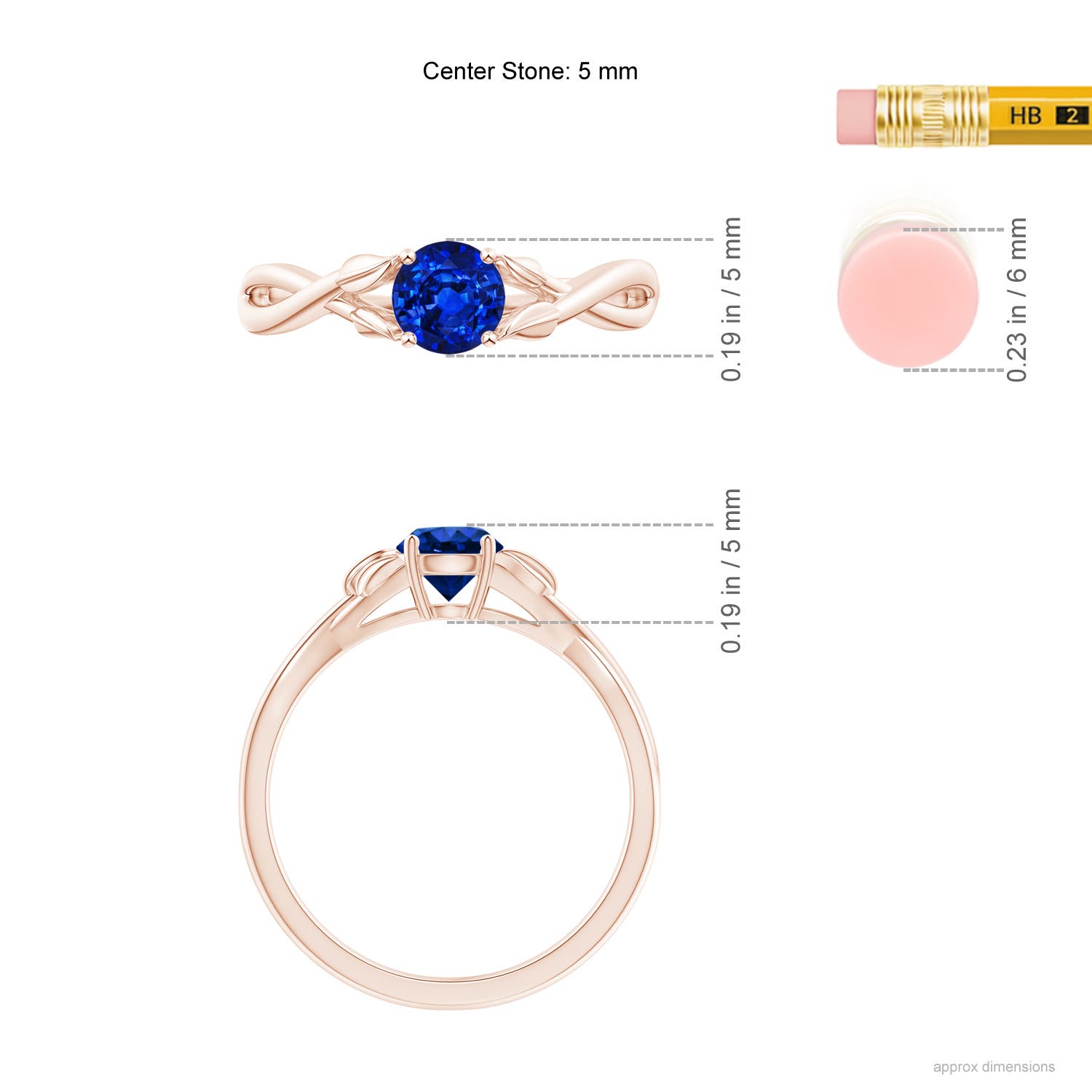 AAAA - Blue Sapphire / 0.6 CT / 14 KT Rose Gold