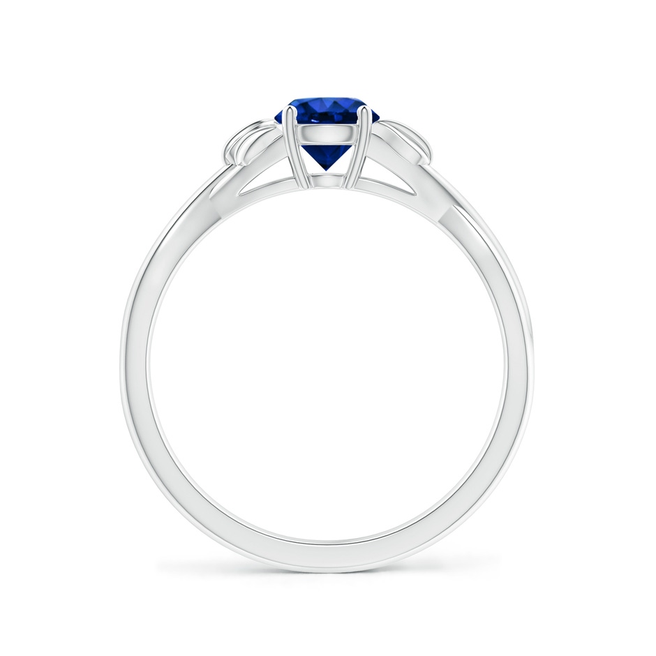 5mm AAAA Nature Inspired Blue Sapphire Crossover Ring with Leaf Motifs in White Gold Side 199