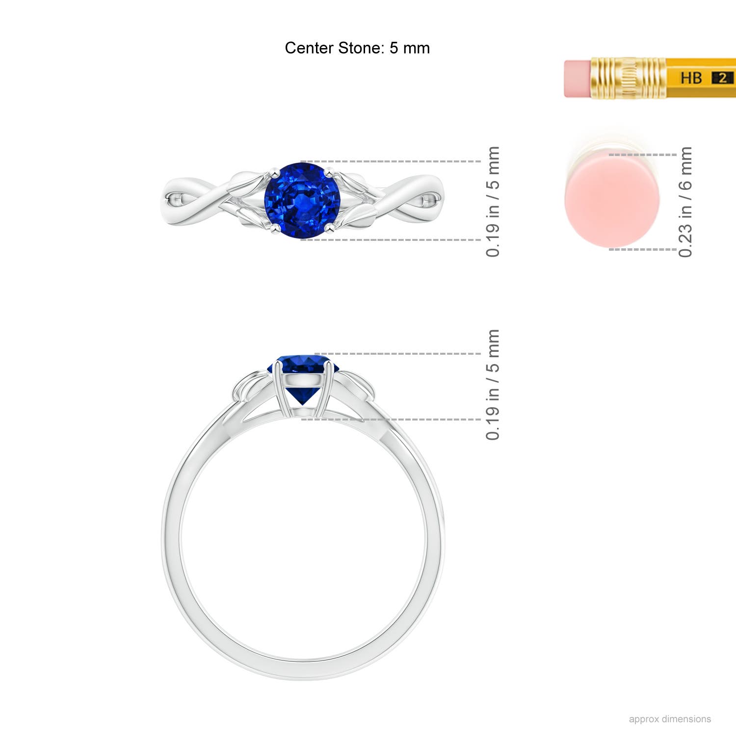 AAAA - Blue Sapphire / 0.6 CT / 14 KT White Gold