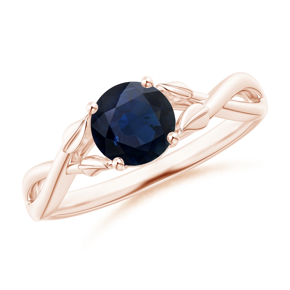 6mm A Nature Inspired Blue Sapphire Crossover Ring with Leaf Motifs in Rose Gold 