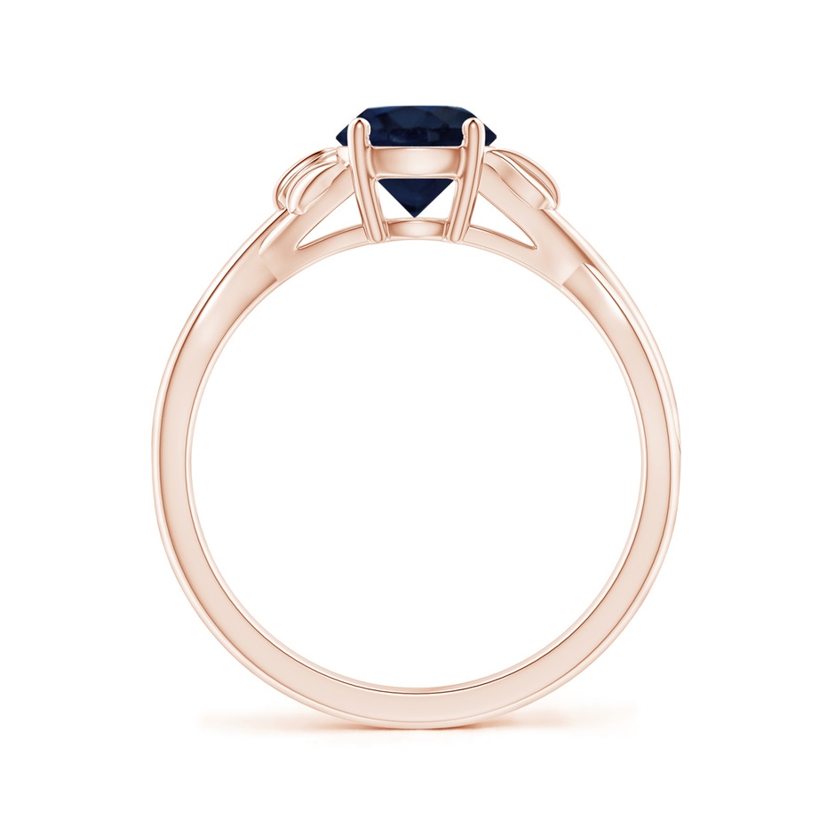 6mm A Nature Inspired Blue Sapphire Crossover Ring with Leaf Motifs in Rose Gold side 199