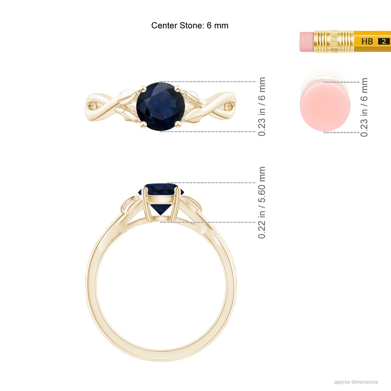 A - Blue Sapphire / 1 CT / 14 KT Yellow Gold