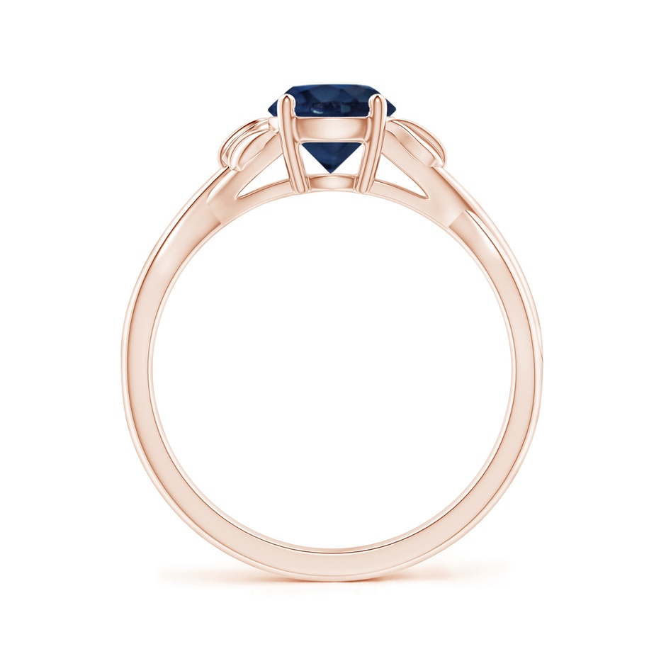 6mm AA Nature Inspired Blue Sapphire Crossover Ring with Leaf Motifs in Rose Gold side 199